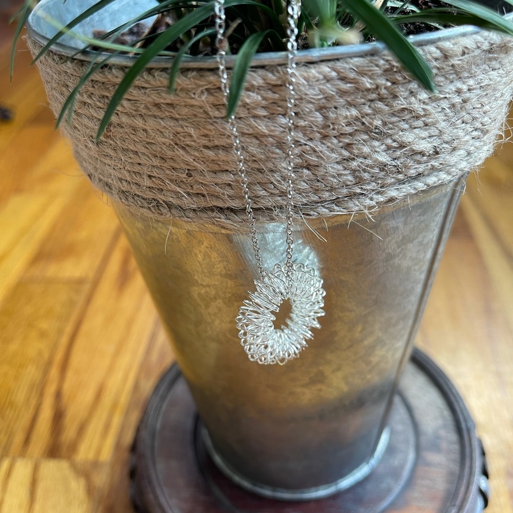 Upcycled fidget Silvertone Necklace